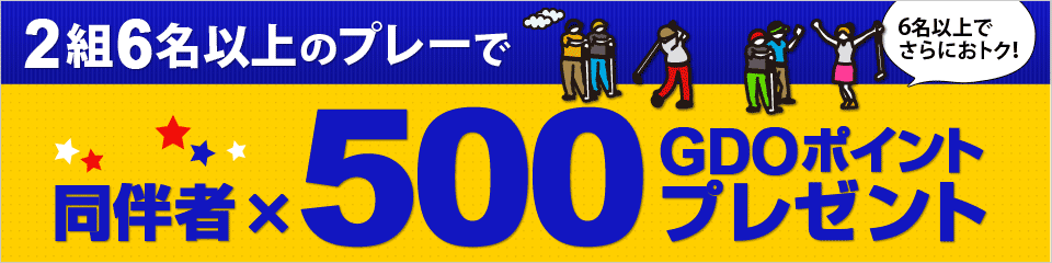 2組6名以上のプレーで同伴者×500GDOプレゼント